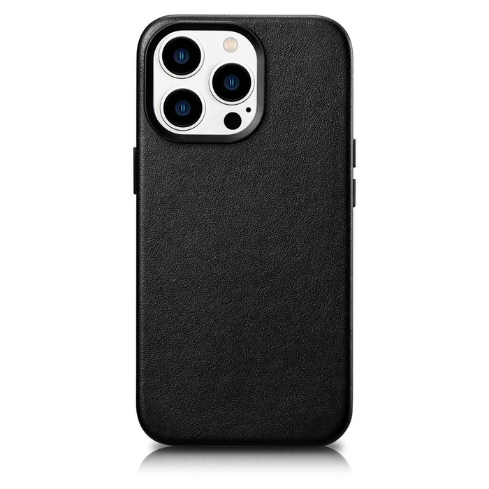 iCarer Case Leather Original Leather Case Cover pro iPhone 14 Pro Max Black (WMI14220708-BK) (kompatibilní s MagSafe)