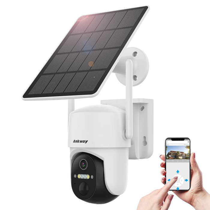 Caméra WiFi Choetech avec application de contrôle Android/iOS + panneau solaire 5W (ASC005)