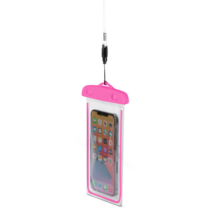 PVC waterproof phone case with lanyard - pink