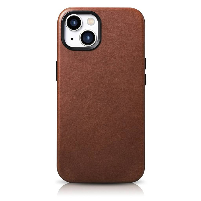 iCarer Oil Wax Premium Leather Case iPhone 14 Plus Étui en cuir magnétique avec MagSafe marron (WMI14220703-RB)