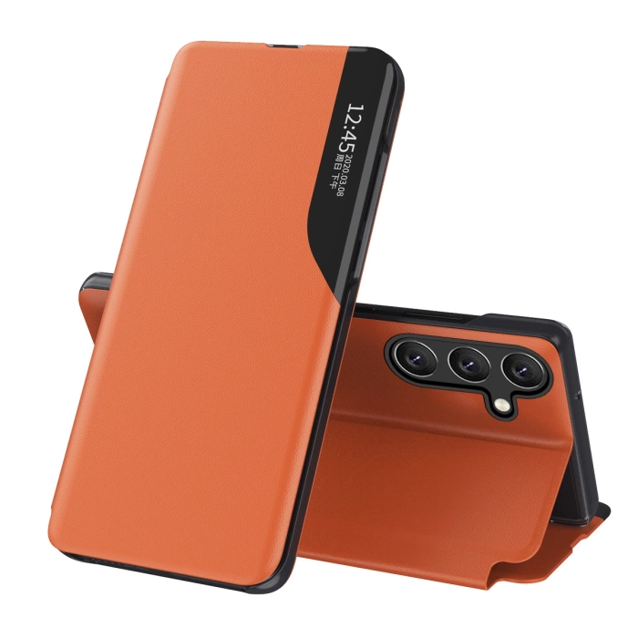 Eco Leather View Case elegant case with flap and stand function for Samsung Galaxy A56 - orange