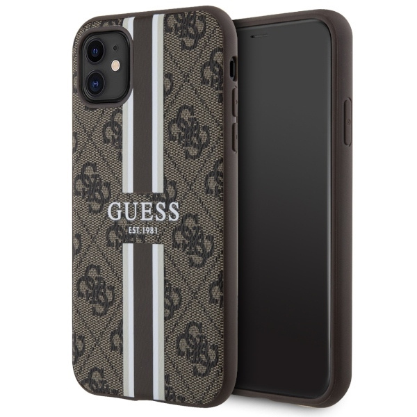 Case Guess GUHMN61P4RPSW iPhone 11 / Xr brown/brown hardcase 4G Printed Stripes MagSafe Case