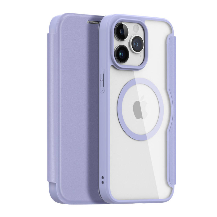 iPhone 15 Pro Max Magnetic MagSafe Flip Case Dux Ducis Skin X Pro – fialové