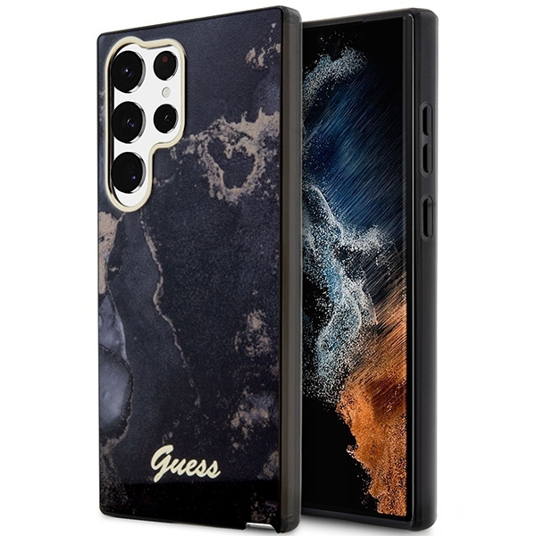 Case Guess Guhcs23lhtmrsk S23 Ultra S918 Black/Black Hardcase Golden Marble Collection Case