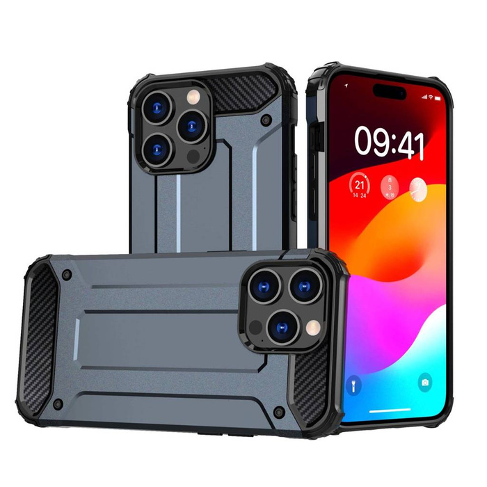 Pouzdro iPhone 15 Pro Hybrid Armor – modré