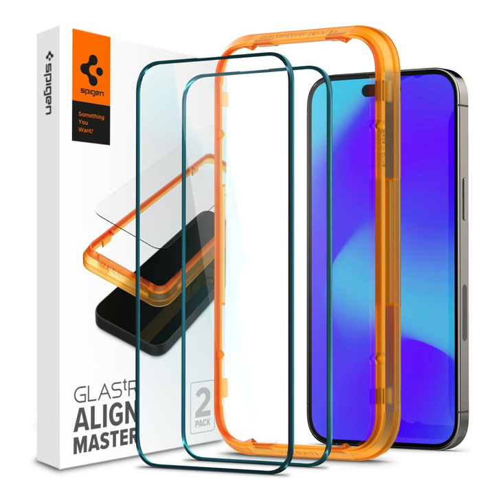 Verre trempé Spigen ALM GLASS FC 2-PACK IPhone 14 PRO MAX NOIR