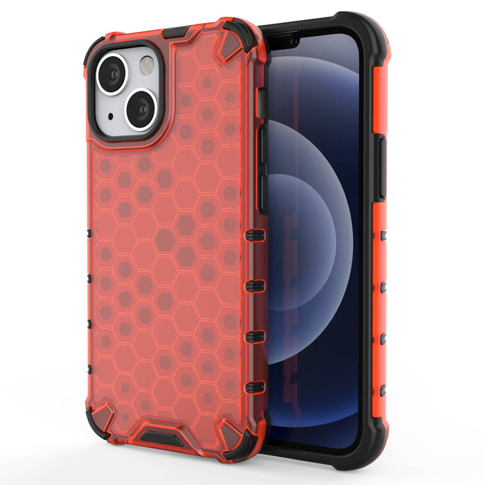 Pancéřový kryt Honeycomb pouzdro s gelovým rámem iPhone 13 mini červený