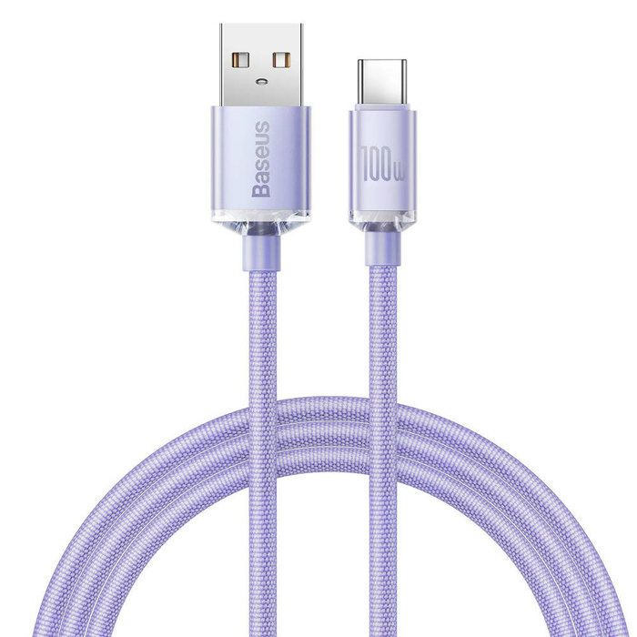 Câble de données de charge rapide de la série Baseus crystal shine USB Type A vers USB Type C100W 1,2m violet (CAJY000405)