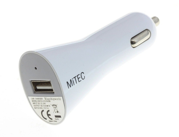 Chargeur USB de voiture Mitec 1A Universel Apple Samsung Nokia Sony 