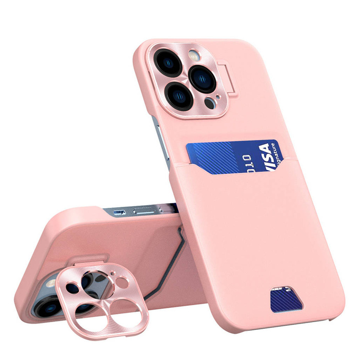 Funda de cuero con soporte para iPhone 14 Pro Card Wallet Cover con soporte Rosa