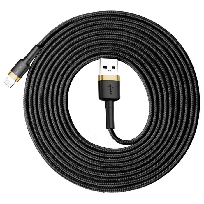 Baseus Cafule Cable odolný nylonový kabel USB / Lightning QC3.0 2A 3M černo-zlatá (CALKLF-RV1)