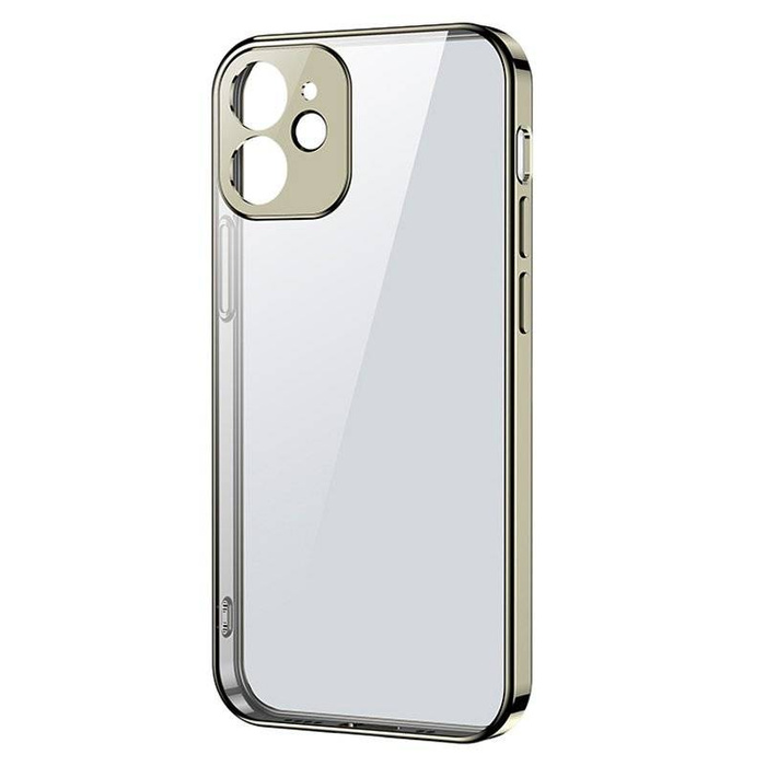 Joyroom New Beauty Series ultra-mince transparent coque avec cadre métallique pour iPhone 12 Pro Max gold (JR-BP744)