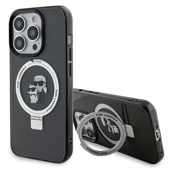 Case Karl Lagerfeld KLHMP15XHMRSKCK iPhone 15 Pro Max 6.7" black/black hardcase Ring Stand Karl&amp;Choupettte MagSafe Case