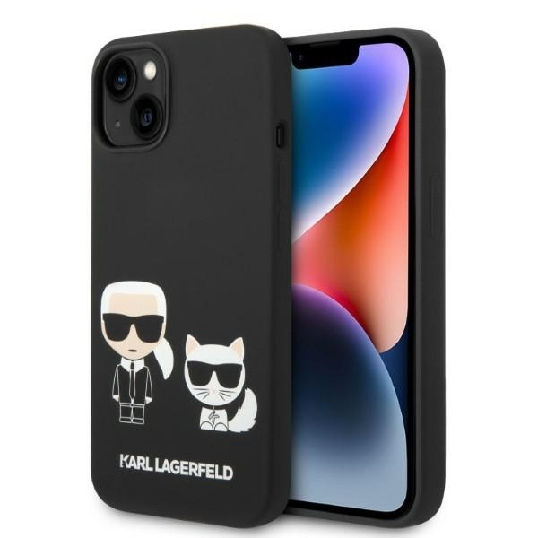 Case KARL LAGERFELD Apple iPhone 14 Liquid Silicone Karl &amp; Choupette MagSafe Black Hardcase