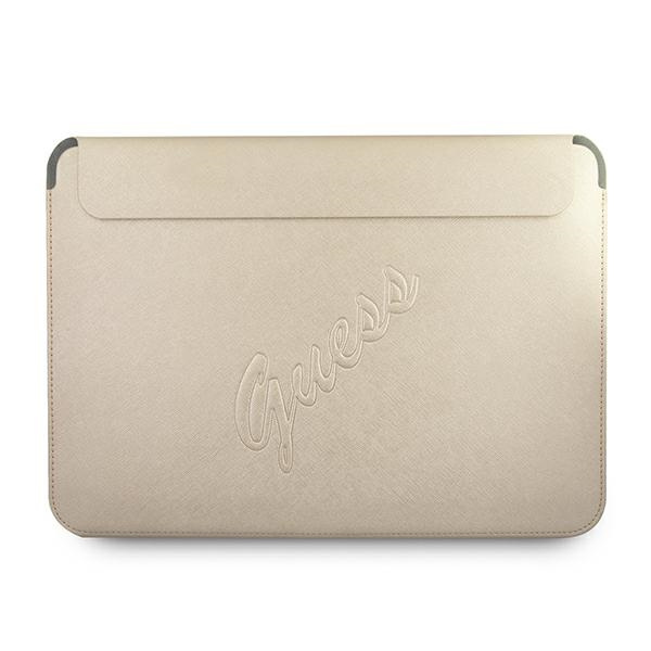 GUESS Laptop Tablet 13 Sleeve Saffiano Script Gold Case