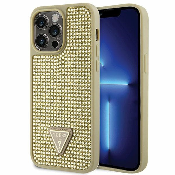 Case Guess GUHCP14XHDGTPD iPhone 14 Pro Max 6.7" gold/gold hardcase Rhinestone Triangle Case