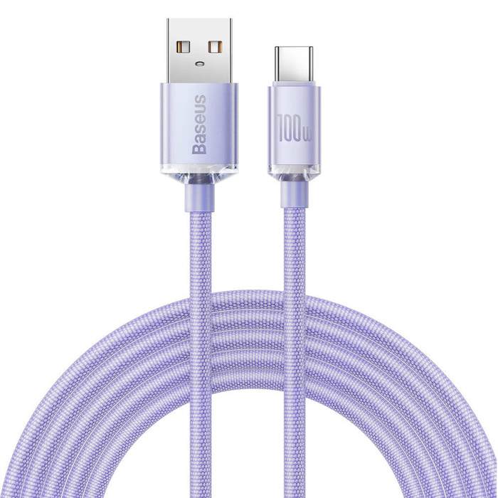 Câble de données de charge rapide de la série Baseus crystal shine USB Type A vers USB Type C 100W 2m violet (CAJY000505)