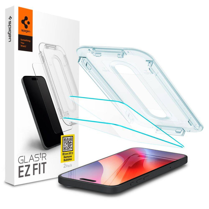 Vetro temperato Spigen GLAS.TR "EZ FIT" IPhone cONFEZIONE DA 2 PEZZI 16 PRO CLEAR