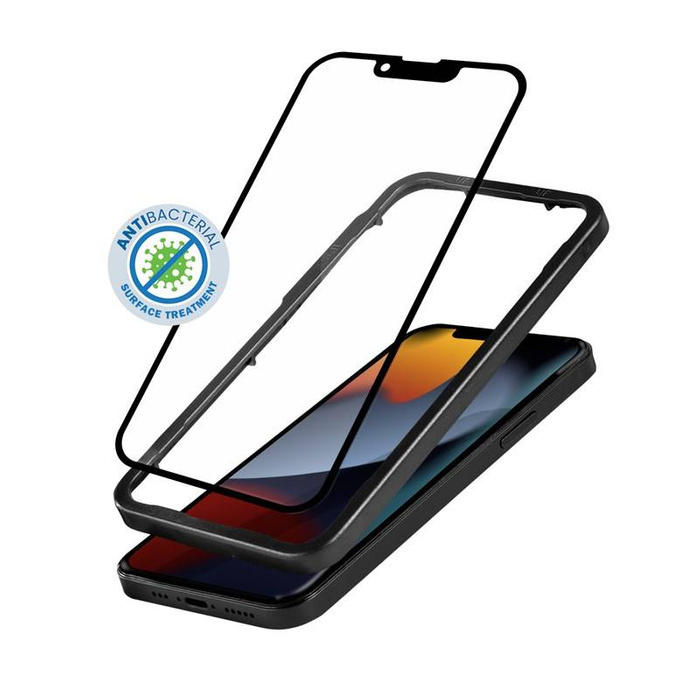 Tempered Glass CRONG iPhone 13 Pro Max Antibakteriální 3D Armor Glass - 9H celá obrazovka + instalační rámeček