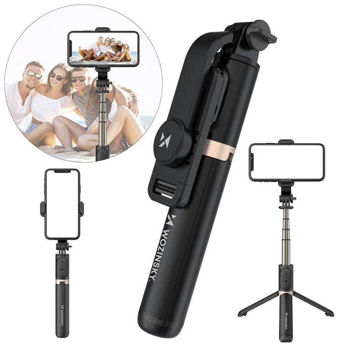 Wozinsky selfie stick télescopique trépied + télécommande Bluetooth noir (WSSTK-01-BK)