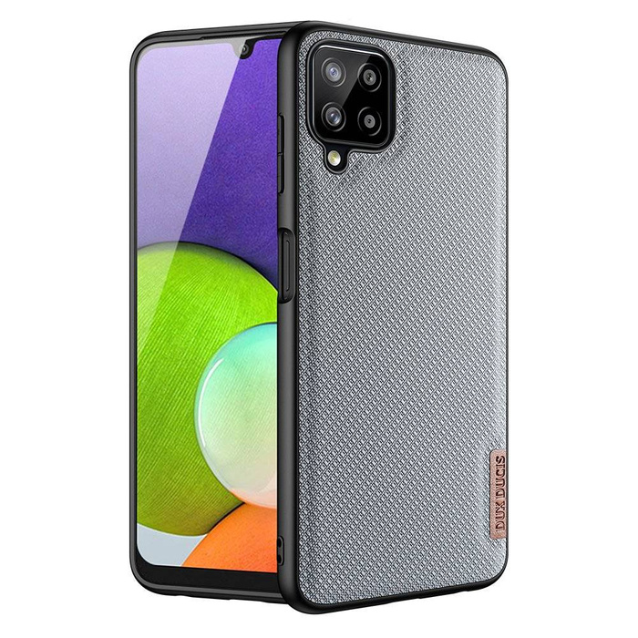 Custodia Dux Ducis Fino rivestita in materiale di nylon per Samsung Galaxy A22 4G grigio