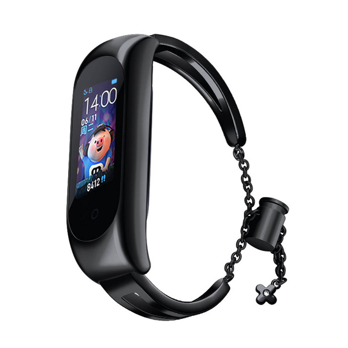 Náhradní kovový náramek s řetízkem řemínek pro Xiaomi Mi Band 6 / 5 / 4 / 3 černý