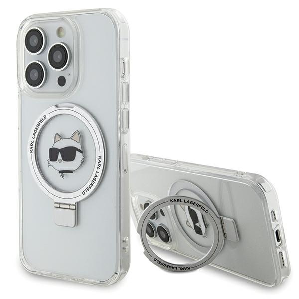 Case Karl Lagerfeld KLHMP15XHMRSCHH iPhone 15 Pro Max 6.7" white/white hardcase Ring Stand Choupette Head MagSafe Case