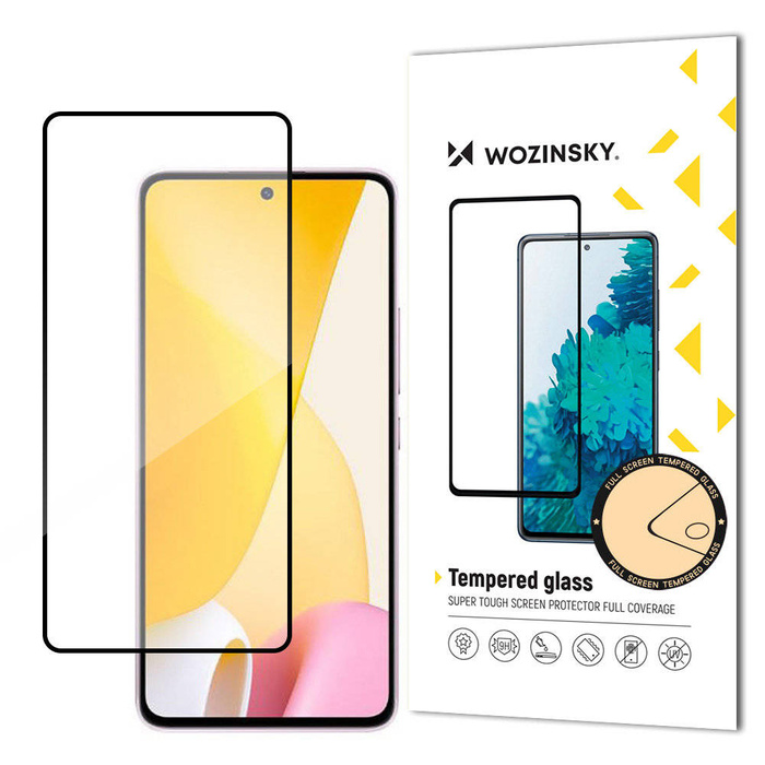 Wozinsky Super Durable Full Glue Verre Trempé Plein Écran avec Cadre Compatible Xiaomi 12 Lite Noir