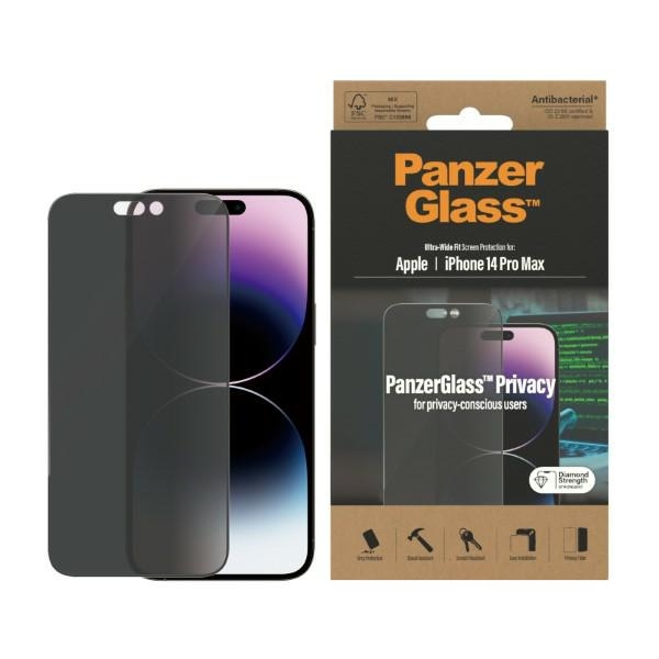 Glass PanzerGlass Ultra-Wide Fit iPhone 14 Pro Max 6.7" Privacy Screen Protection Antibacterial P2774