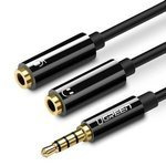 UGREEN Audio Splitter AUX Mini Jack 3.5mm Cable For Earphones With Mic 20cm Black