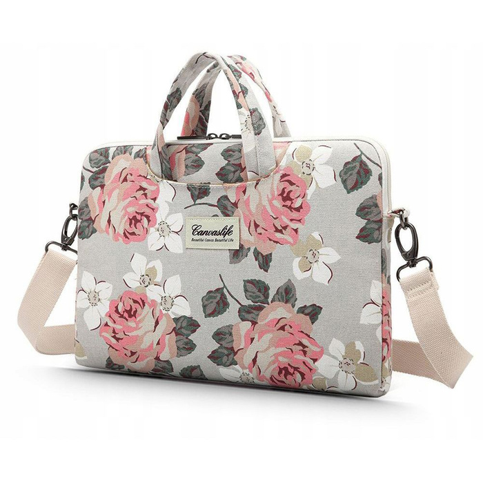 Hülle CANVASLIFE Aktentasche Laptop 13-14 Weiß Rose Grau Tasche