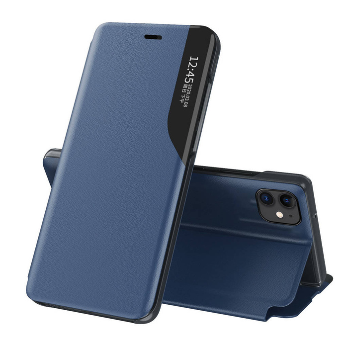 Custodia in ecopelle View Case elegante custodia tipo libreria con cavalletto per iPhone 13 mini blu