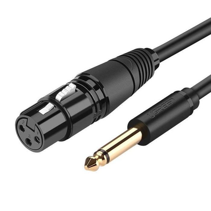 Ugreen audio kabel Mikrofonní kabel k Mic XLR (samice) - 6,35 mm jack (samec) 5 m (AV131)