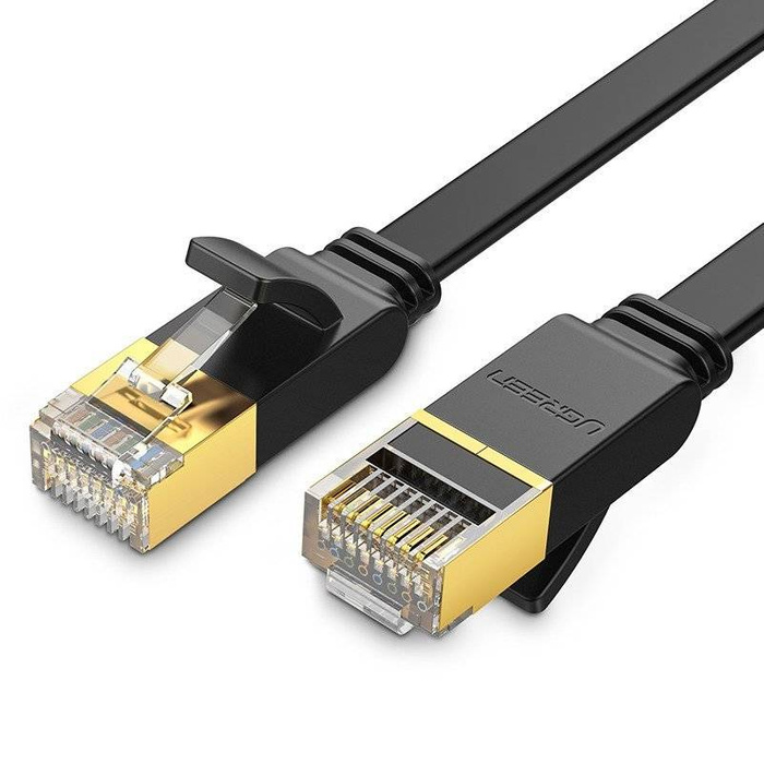 Ploché kábel UGREEN NW106 Ethernet RJ45, Cat.7, STP, 10 m (čierna)