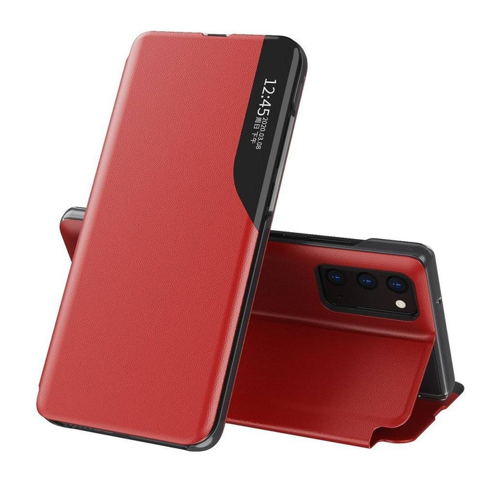 Eco Leather View Case étui élégant coque avec couvercle rabattable et fonction stand Samsung Galaxy A52s 5G / A52 5G / A52 4G rouge