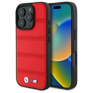 Case BMW iPhone 16 Pro Max 6.9" red/red hardcase M Perforated And Stitched Line MagSafe