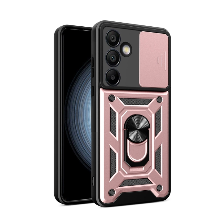 Hybrid Armor Camshield with Stand and Camera Cover for Samsung Galaxy A26 - Pink