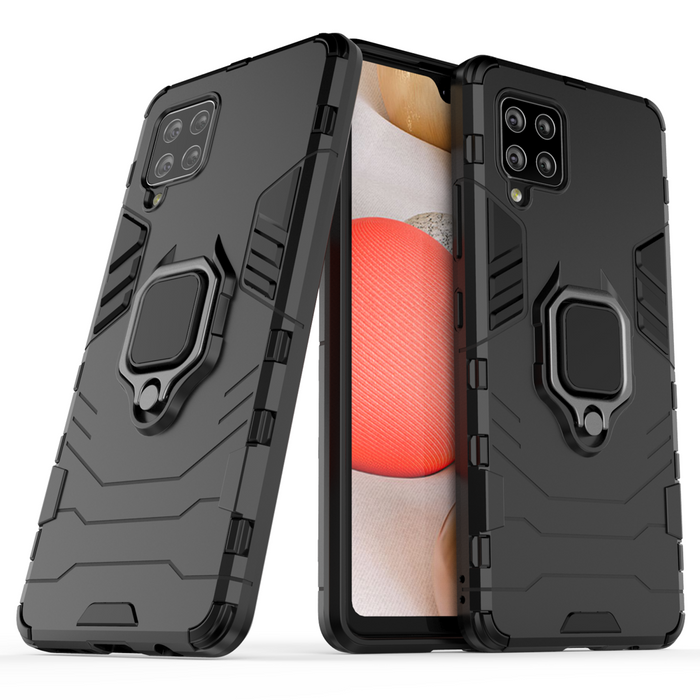 Anneau Armor hybride blindé coque couverture + magnetic support Samsung Galaxy A42 5G noir