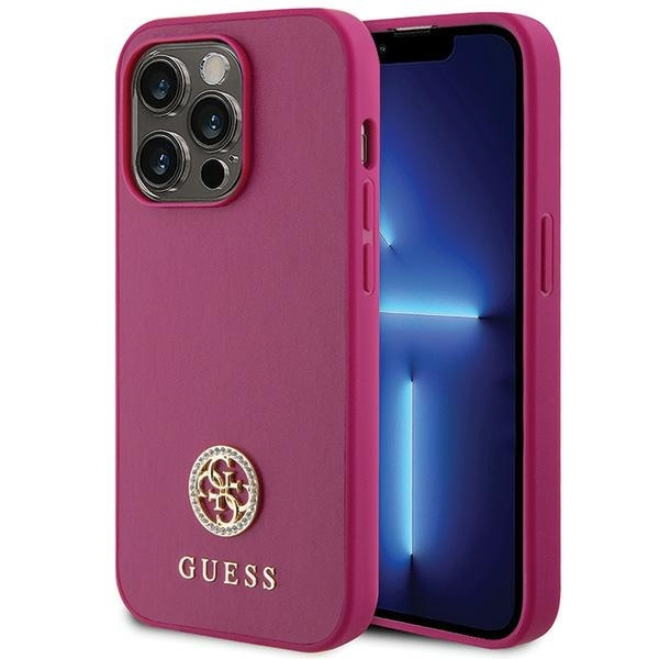 Guess GUHCP15XPS4DGPP iPhone 15 Pro Max 6.7" pink/pink hardcase Strass Metal Logo