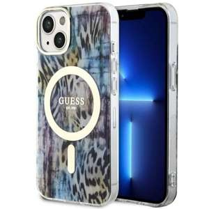 Funda Guess GUHMP14SHLEOPWB iPhone 14 6.1" azul/azul durocase Leopardo MagSafe Case