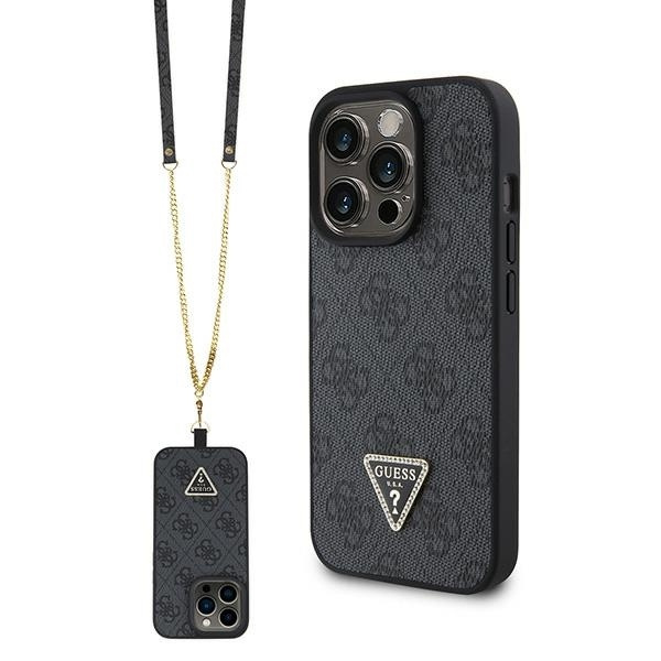 Case Guess GUHCP15LP4TDSCPK iPhone 15 Pro 6.1" black/black hardcase Crossbody 4G Metal Logo Case