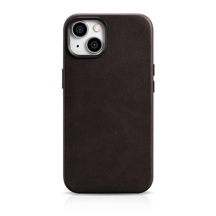 iCarer Oil Wax Premium Leather Case iPhone 14 Étui en cuir magnétique avec MagSafe Marron (WMI14220701-BN)