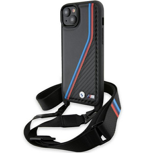 Case Bmw Bmhcp15m23psvtk IPhone 15 Plus / 14 Plus 6.7" Black/black Hardcase M Edition Carbon Tricolor Lines & Strap Case