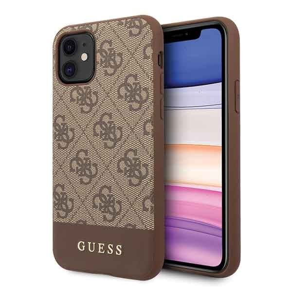 Coque guess Apple iPhone 11 marron/brun étui rigide 4G Stripe Collection Case