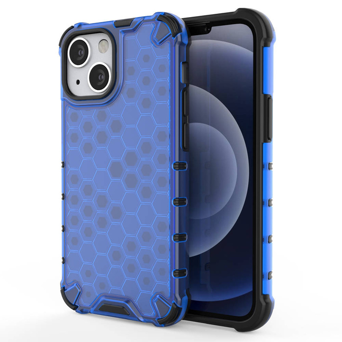 Honeycomb Handyhülle Schutzhülle mit TPU Rahmen für iPhone 13 mini blau