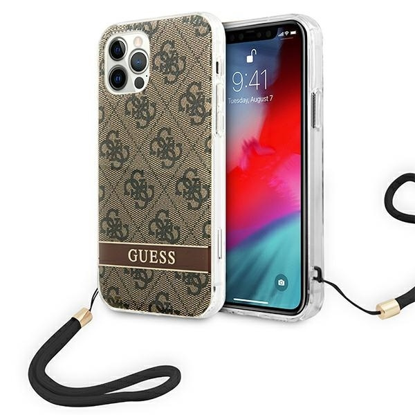 Guess GUOHCP12MH4STW iPhone 12/12 Pro braun/braun hartcase 4G Print Strap