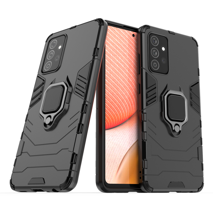 Anneau Armor hybride blindé coque couverture + magnetic support Samsung Galaxy A72 4G noir