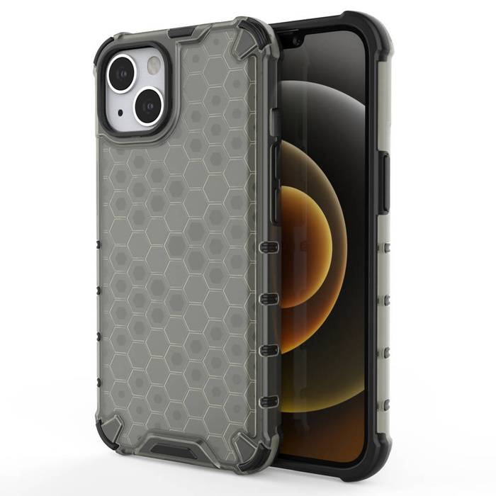 Honeycomb Case armor cover with TPU Bumper for iPhone 13 black