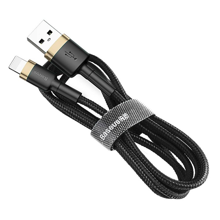 Baseus Cafule Cable Durable Nylon Braided Wire USB / Lightning QC3.0 2.4A 1M black-gold (CALKLF-BV1)