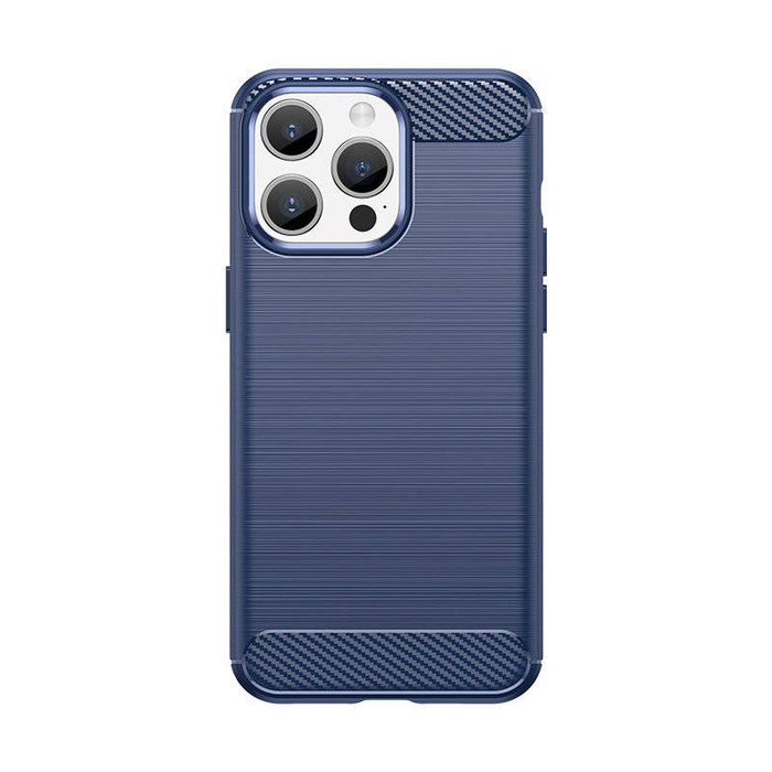 Coque souple motif carbone pour iPhone 15 Pro Carbon Case - bleu